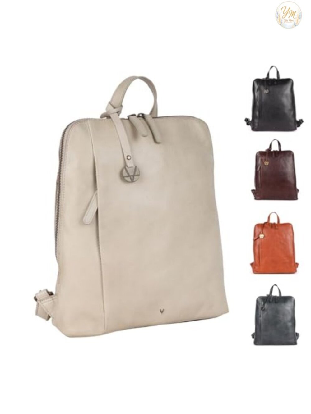 Genuine Leather Suede Backpack Woven Front Everyday Travel Bag